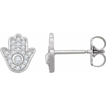 14K Yellow 1/5 CTW Natural Diamond Hamsa Earrings