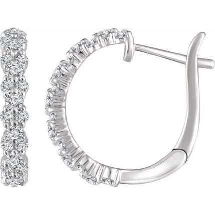 14K Yellow 5/8 CTW Natural Diamond Hoop Earrings