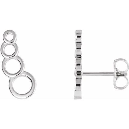 14K White Geometric Ear Climbers