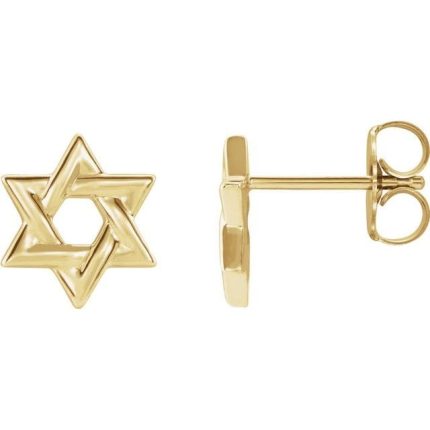 14K White Star of David Earrings