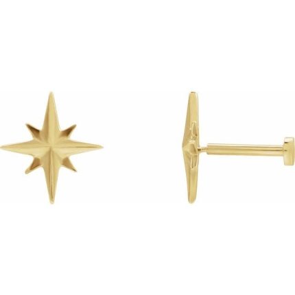 14K White Star Earrings