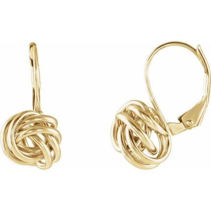 14K Yellow Lever Back Knot Earrings