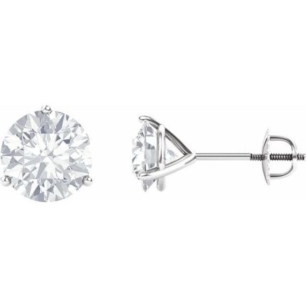 14K White 8 mm Round Forever One™ Lab-Grown Moissanite Earrings