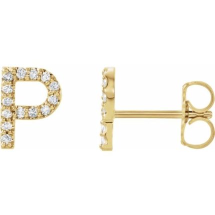 14K White Single Initial A Earring Mounting