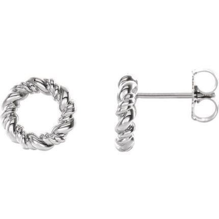 14K White 9.4 mm Circle Rope Earrings