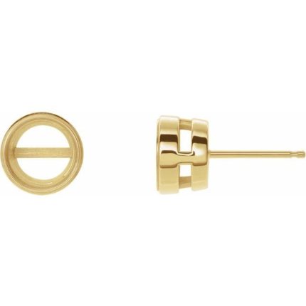 14K White 4.1 mm Round Tapered Bezel-Set Earring Mounting
