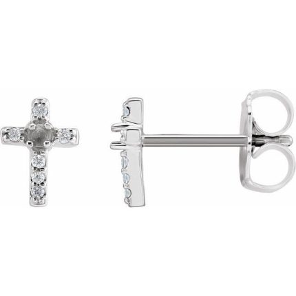 14K White 1/10 CTW Natural Diamond Cross Earrings