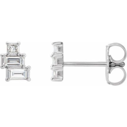 14K White Geometric Cluster Earring Mounting