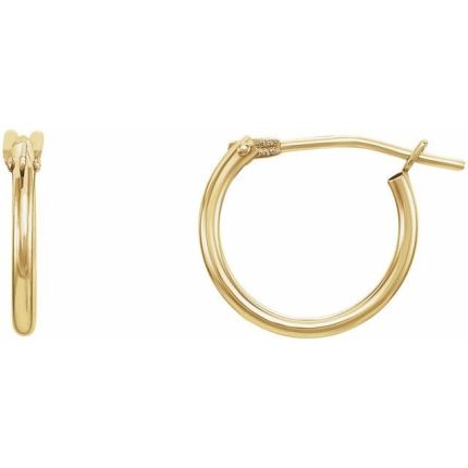 14K Yellow 12.5 mm Hinged Hoop Earrings