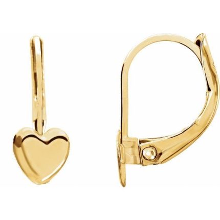 14K Yellow Heart Earrings