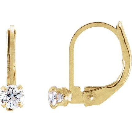 14K Yellow Imitation White Cubic Zirconia Youth Earrings