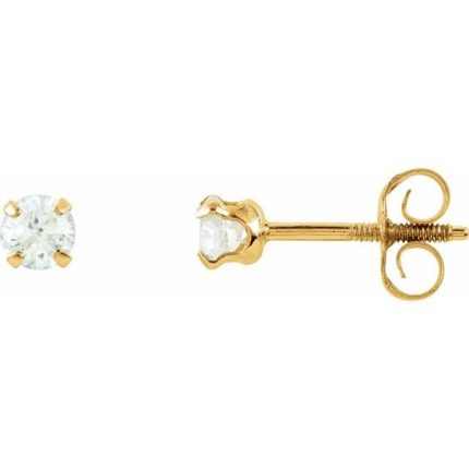 14K Yellow 3 mm Imitation White Cubic Zirconia Youth Stud Earrings