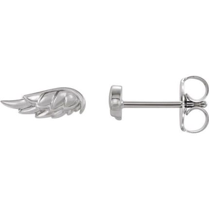 14K White Angel Wing Earrings
