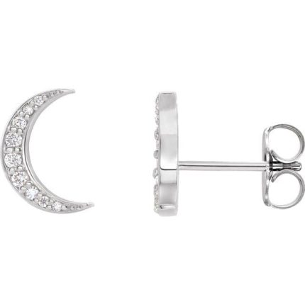 14K White Crescent Moon Single Earring Mounting