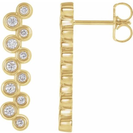14K White 1/3 CTW Natural Diamond Bezel-Set Bar Earrings