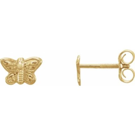 14K Yellow Butterfly Earrings