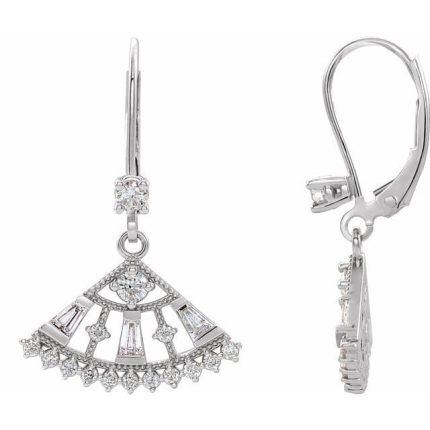 14K White 3/4 CTW Natural Diamond Fan Earrings