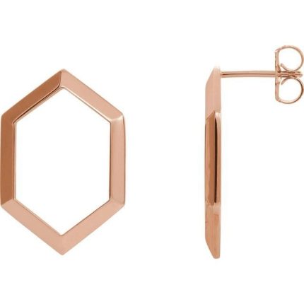 14K White Geometric Drop Earrings