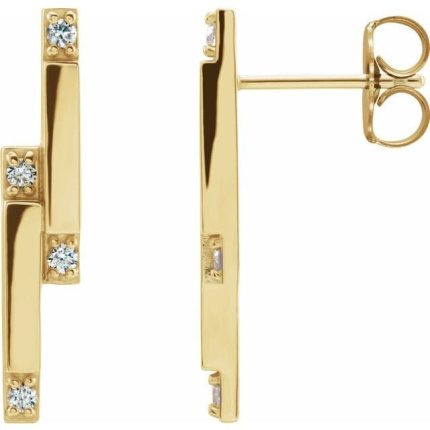 14K Yellow 1/10 CTW Natural Diamond Bar Earrings