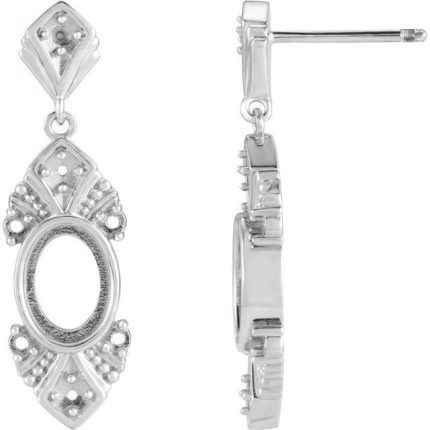 14K Yellow  7x5 mm Oval Vintage-Inspired Earring Mounting