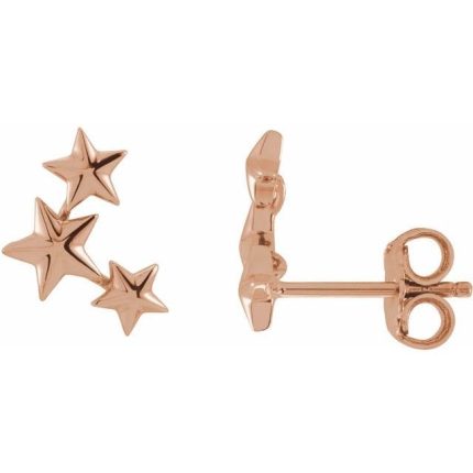 14K Yellow Star Ear Climbers