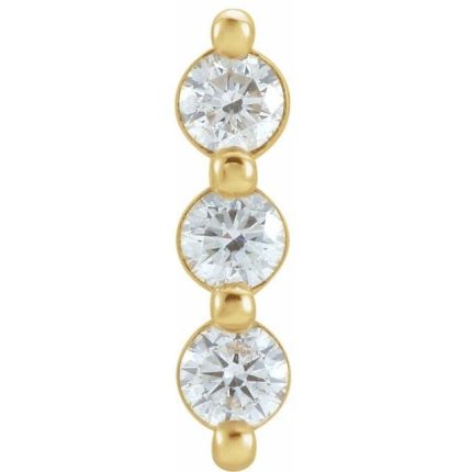 14K White Three-Stone Bar Earring Mounting