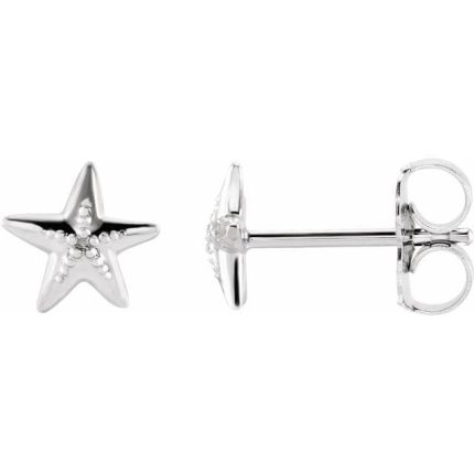 14K White Starfish Earrings