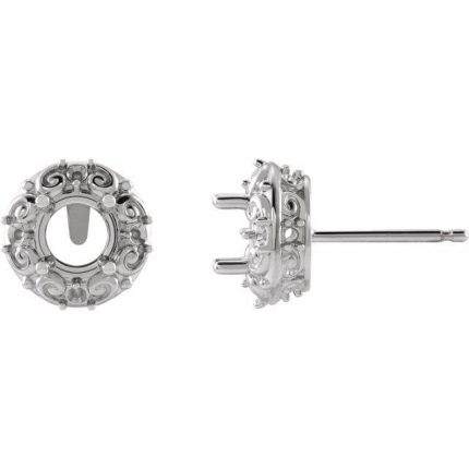 14K Yellow 6 mm Natural Mozambique Garnet & 1/4 CTW Natural Diamond Halo-Style Earrings