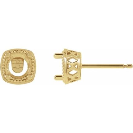 14K Yellow 5.5 mm Round Solitaire Earring Mounting