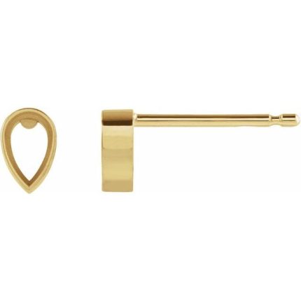 14K Yellow 3x2 mm Pear Bezel-Set Earring Mounting
