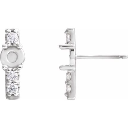 14K Yellow Natural Turquoise & 1/5 CTW Natural Diamond Bar Earrings