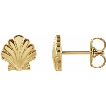 14K Yellow Tiny Shell Earrings
