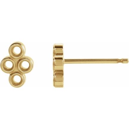 14K Yellow 3/4 CTW Diamond Bezel-Set Cluster Earrings