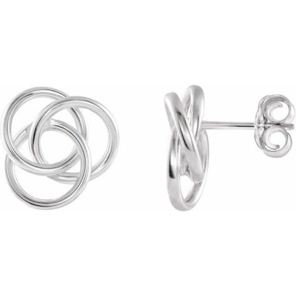 14K White Knot Earrings