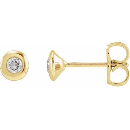 14K Yellow 2 mm Round Domed Bezel-Set Earring Mounting