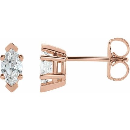 14K White 6x3 mm Marquise 6-Prong V-End Stud Earring Mounting