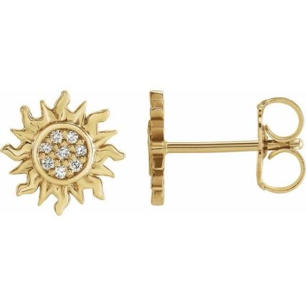 14K Yellow .04 CTW Natural Diamond Sun Earrings