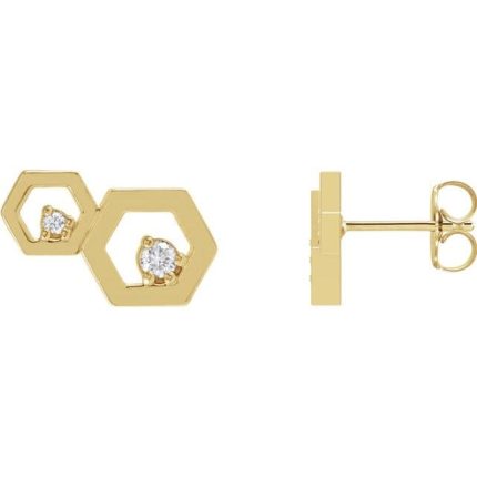 14K Yellow Honeycomb Left Earring Mounting