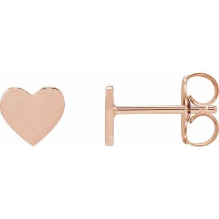 14K Yellow 8 mm Engravable Heart Earring