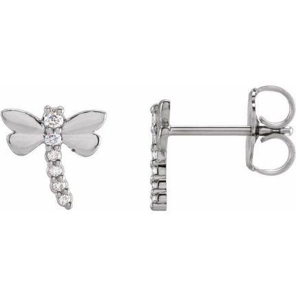 14K White 1.5 mm Round Dragonfly Earring Mounting