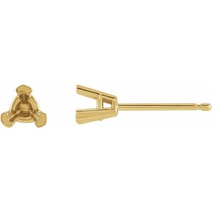 14K Yellow 3 mm Trillion V-Prong Earring Mounting