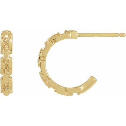 14K Yellow .04 CTW Natural Diamond Chain Link 12.5 mm Huggies