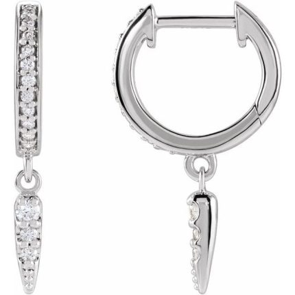 14K Yellow 1/5 CTW Natural Diamond Hinged Hoop Spike Earrings