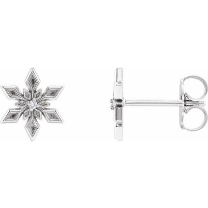 14K Yellow .0075 CTW Natural Diamond Snowflake Earrings