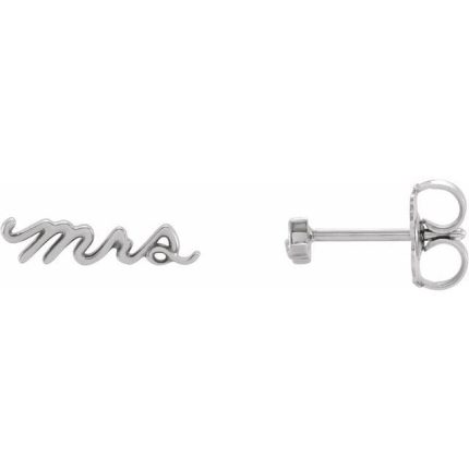 14K White Mrs Earrings