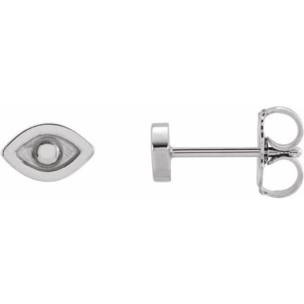 14K White Evil Eye Earrings