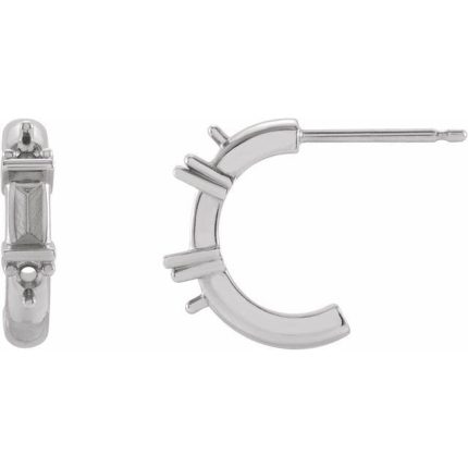 14K Yellow 4x2 mm Straight Baguette Hoop Earring Mounting