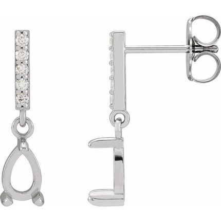 14K Yellow Natural White Opal & .08 CTW Natural Diamond Earrings