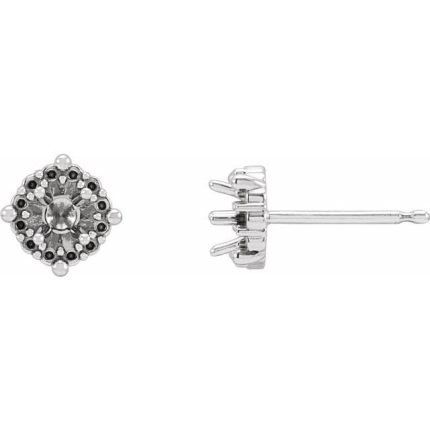 14K White 5/8 CTW Natural Diamond Halo-Style Earrings