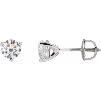 14K White 5.7 mm Imitation White Cubic Zirconia Stud Earrings